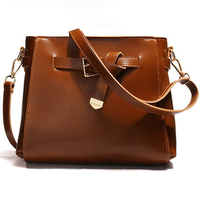 Vintage Women Crossbody Bag Bucket Bag Solid Retro Shoulder Bag