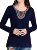 Vintage Women Embroidery Long Sleeve Lace Crochet O-neck Shirts