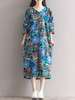 Vintage Women Ethnic 3/4 Sleeve O Neck Print Dresses