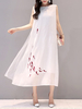 Vintage Women Fish Embroidered Sleeveless Long Maxi Dresses