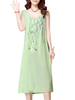Vintage Women Floral Embroidery Pure Color Vest Dress