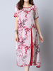 Vintage Women Floral Printed Fake Two Pieces Dresses