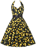 Vintage Women Floral Printed Halter Backless Hepburn Wind Dresses