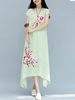 Vintage Women Floral Printed Irregular Hem Long Maxi Dresses