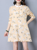 Vintage Women Floral Printed Long Sleeve Pocket Mini Dresses