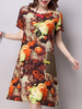 Vintage Women Floral Printed Short Sleeve Pocket Dresses