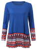 Vintage Women Geometric Printed Pocket Patchwork Loose Mini Dress