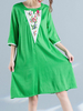 Vintage Women Half Sleeve Embroiderd Pocket Dresses