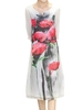 Vintage Women Half Sleeve Floral Printed Chiffon Dress