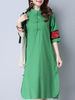 Vintage Women Half Sleeve Plate Buckle Patchwork Spring Dresses
