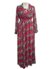 Vintage Women Heart Pattern Printed Chiffon Maxi Dress