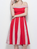 Vintage Women Hepburn Style Off Shoulder Patchwork Dresses