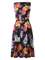 Vintage Women Hepburn Wind Floral Printed Big Pendulum Dresses