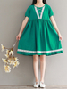 Vintage Women High Waist Short Slevve A-Line Dresses
