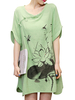 Vintage Women Ink Printed Chinese Frog Half Sleeve Mini Dress