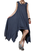 Vintage Women Irregular Hem Sleeveless Mid-Long Dresses