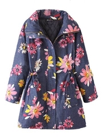 Vintage Women Long Sleeve Floral Printed Thicken Lapel Coat