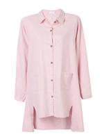 Vintage Women Long Sleeve Lapel Loose Pocket Irregular Hem Blouse