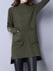 Vintage Women Long Sleeve Mid Turtleneck Irregular Pocket Sweater Dresses