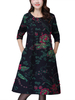 Vintage Women Long Sleeve O Neck Floral Printed Dress