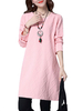 Vintage Women Long Sleeve Pure Color Pocket Winter Dresses