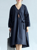 Vintage Women Mori Girl V Neck Long Sleeve Casual Dresses