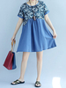 Vintage Women Patchwork High Waist Pocket Mini Dresses