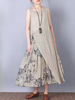 Vintage Women Patchwork Sleeveless O-Neck Long Maxi Dresses