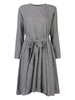 Vintage Women Plaid 3/4 Sleeve High Waist Drawstring Dress