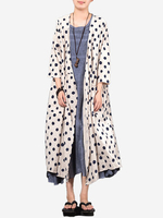 Vintage Women Polka Dots Printed 3/4 Sleeve Mid-Long Coats
