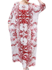 Vintage Women Printed 3/4 Sleeve Procket Loose Long Maxi Dresses