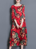 Vintage Women Printed Half Sleeve Long Maxi Dresses