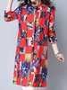Vintage Women Printed Long Sleeve Buttons Spring Blouses