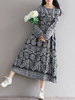 Vintage Women Printed Long Sleeve Loose Maxi Dresses