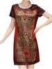 Vintage Women Printed Short Sleeve O-Neck Mini Dress