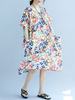 Vintage Women Printed Short Sleeve Pocket Loose Dresses