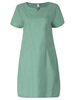 Vintage Women Pure Color Pocket Short Sleeve Loose A-Line Dress