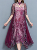 Vintage Women Short Sleeve CHEONGSAM Elegant Print Dresses