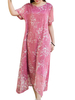 Vintage Women Short Sleeve Fake Two Pieces Printed Dresses