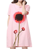 Vintage Women Short Sleeve O Neck Flower Printing Dress