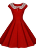 Vintage Women Short Sleeve O Neck Lace Crochet Dress