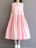 Vintage Women Sleeveless Lapel Summer Long Maxi Dresses