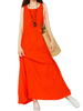 Vintage Women Sleeveless Pure Color Long Maxi Dresses