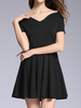 Vintage Women V-Neck Short Sleeve Hepburn Style Mini Dresses