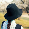 Vintage Women Wool Bowler Trilby Cap Wide Brim Ribbon Fedora Jazz Hat