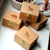 Vintage Wooden Hand Crank Music Box Birthday Gifts Home Decor
