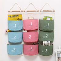 Wall Hanging 3 Pocket Storage Bag Bedroom Door Back Cloth Bag Linen Organizer Container