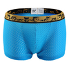 WANGJIANG Sexy Low Waist U Convex Mesh Solid Color Boxer Briefs Underwear for Men