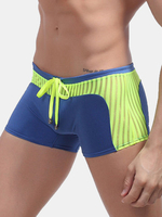 WANGJIANG Swimming Boxers Mesh Stripes Printing Mixed Colors Beach Breathable Trunks for Men
