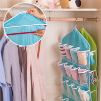 Wardrobe Closet Transparent 16-cell Underwear Sock Hanging Storage Bag